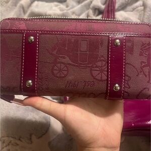 Coach Magenta Wristlet with Signature Design